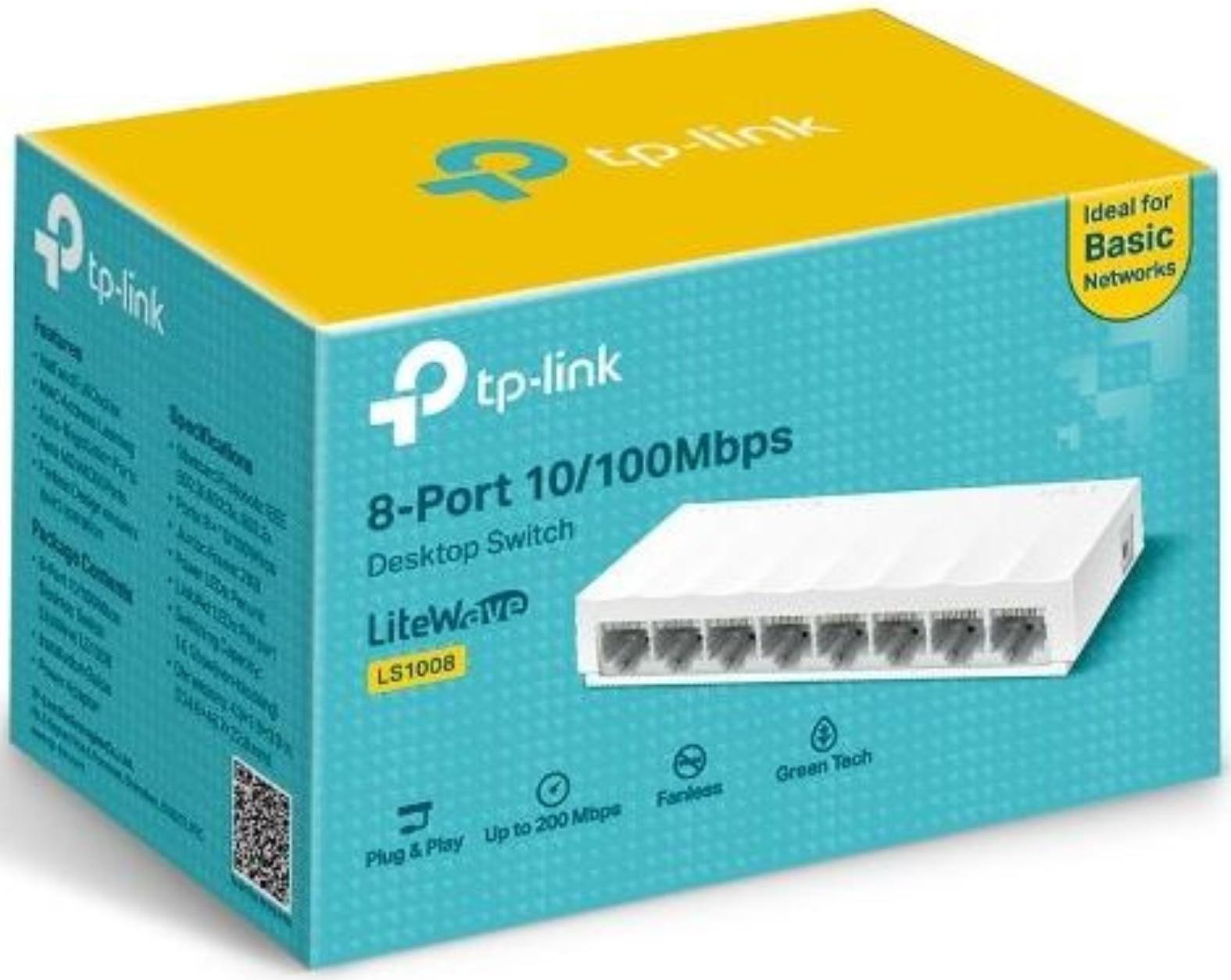 Коммутатор TP-Link LS1008, неуправляемый, 8x10/100BASE-TХ