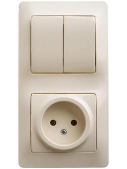 Блок комбинированный GLOSS SchE GSL000272 розетка 2 клавиши, цвет бежевый