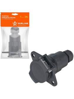 Розетка прицепа/тягача Airline, 24В, тип-N, 7 контактов, пластик, гайка