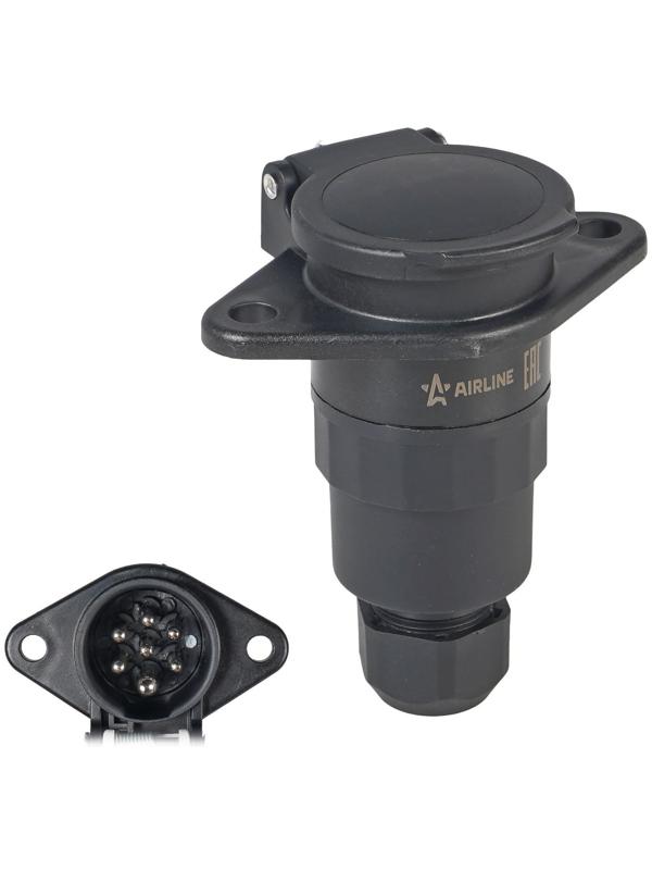 Розетка прицепа/тягача Airline, 24В, тип-N, 7 контактов, пластик, гайка