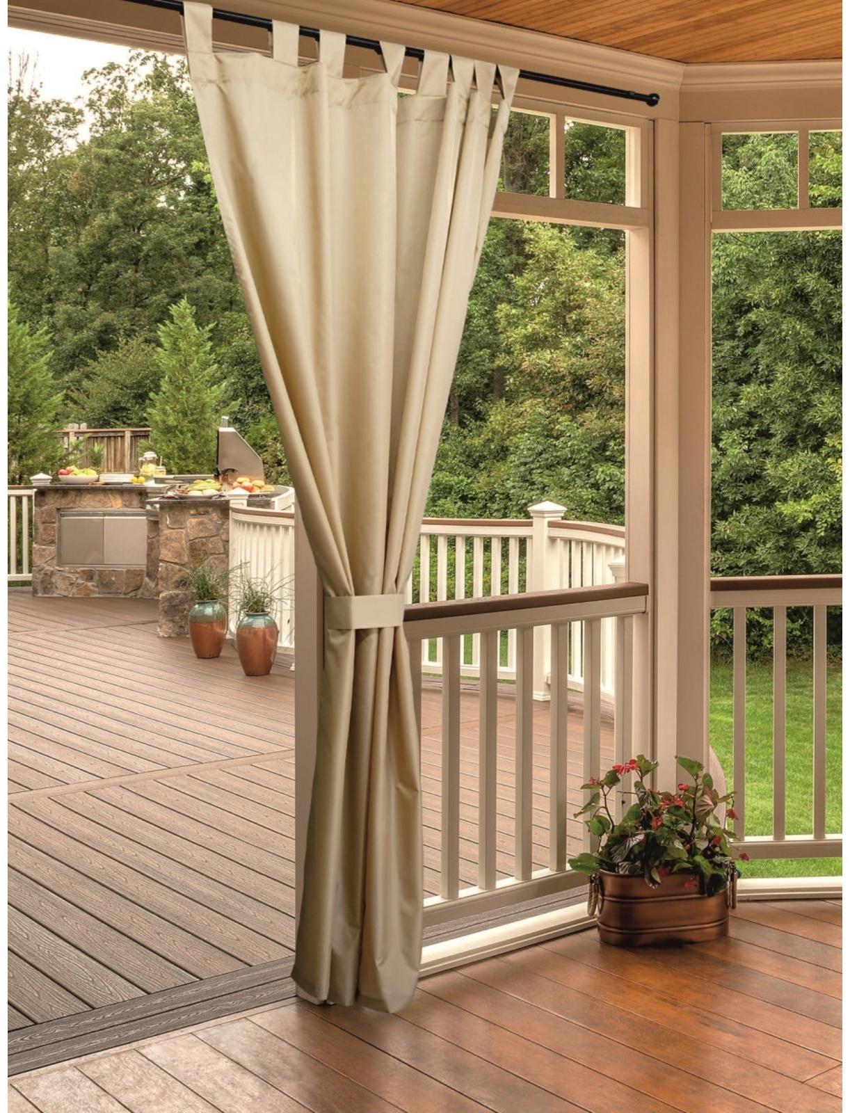 Штора уличная на петлях 210D, размер 145x240 см, цвет бежевый