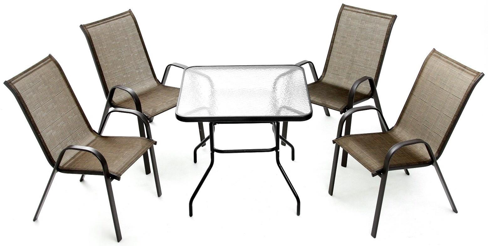 Набор садовой мебели: Стол прямоугольный и 4 стула коричневого цвета