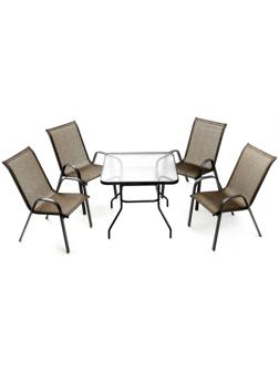 Набор садовой мебели: Стол прямоугольный и 4 стула коричневого цвета