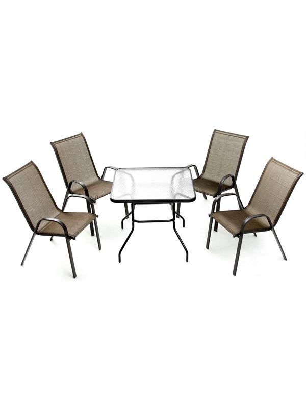 Набор садовой мебели: Стол прямоугольный и 4 стула коричневого цвета