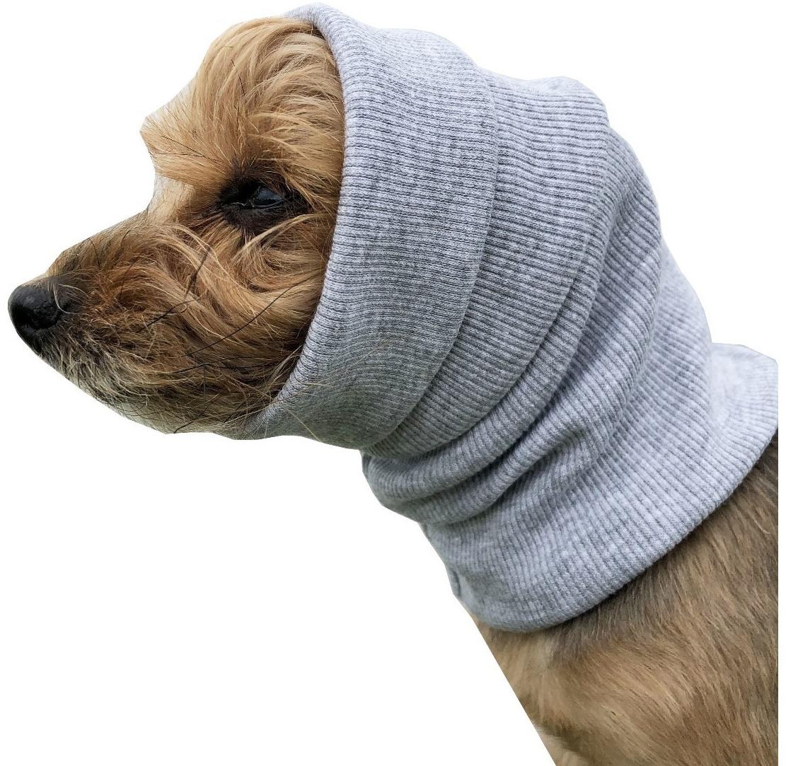 Капор трикотажный для собаки, размер M (Диаметр 32-50 см, Длина 33 см), серый