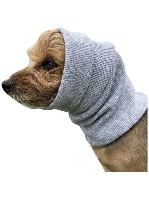 Капор трикотажный для собаки, размер M (Диаметр 32-50 см, Длина 33 см), серый