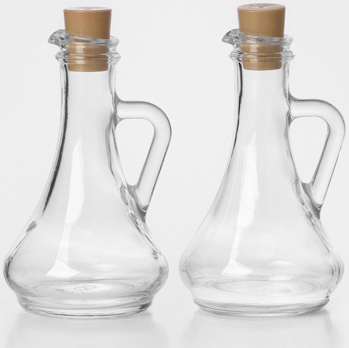 Набор стеклянных емкостей для масла-уксуса «Оливия», 260 мл, пластиковая пробка, 2 шт