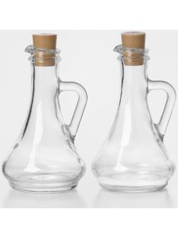 Набор стеклянных емкостей для масла-уксуса «Оливия», 260 мл, пластиковая пробка, 2 шт