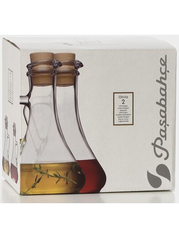 Набор стеклянных емкостей для масла-уксуса «Оливия», 260 мл, пластиковая пробка, 2 шт