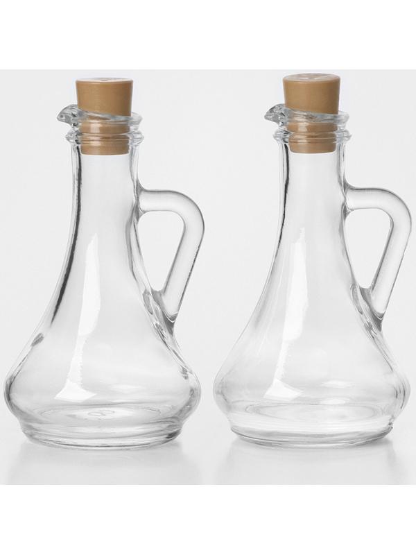 Набор стеклянных емкостей для масла-уксуса «Оливия», 260 мл, пластиковая пробка, 2 шт