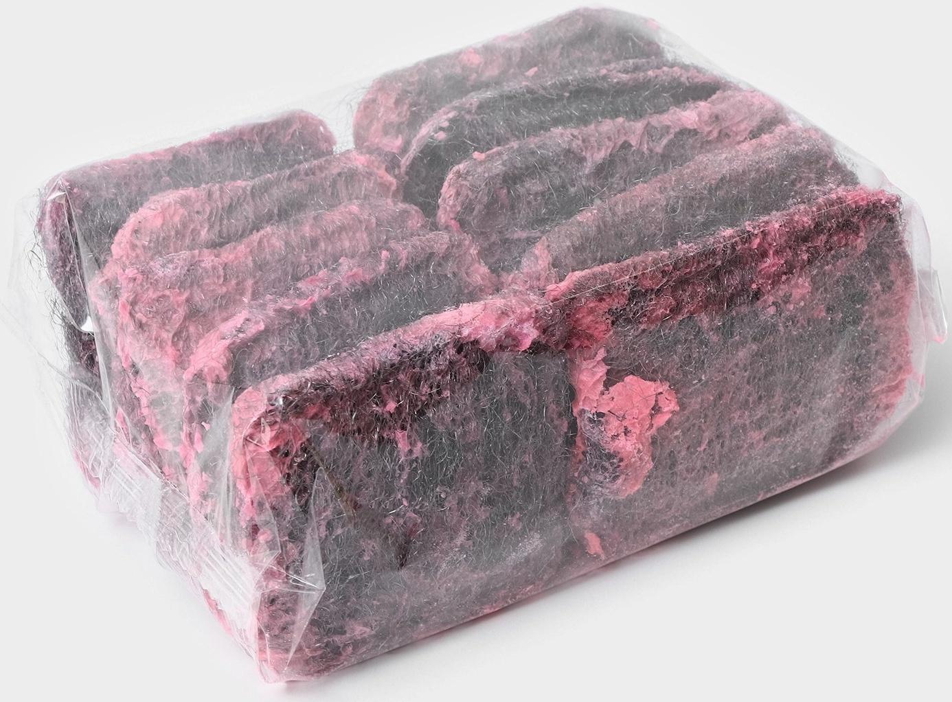 Губки с мылом из ультратонкого металлического волокна с мылом Доляна, квадратные, аромат роза