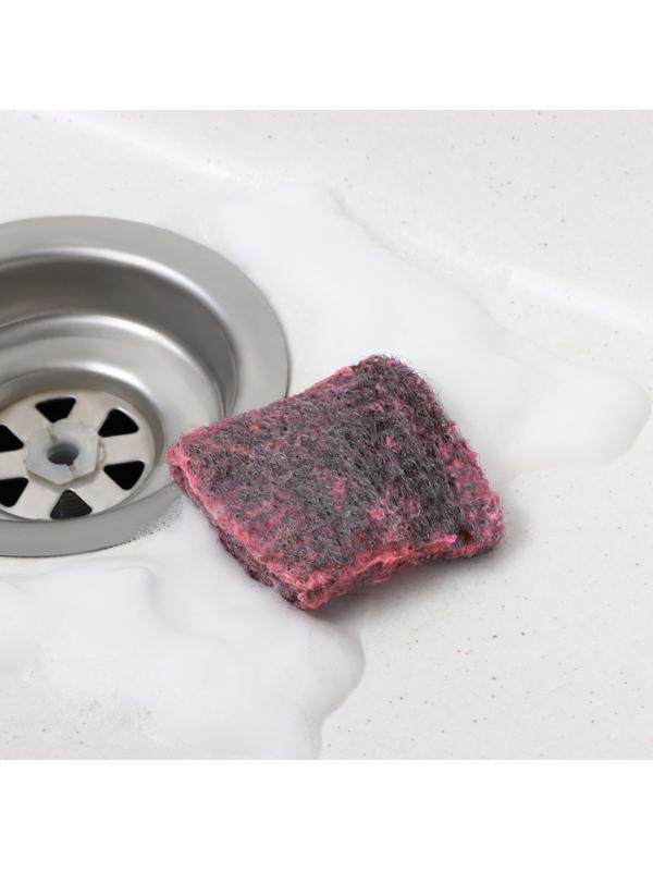 Губки с мылом из ультратонкого металлического волокна с мылом Доляна, квадратные, аромат роза