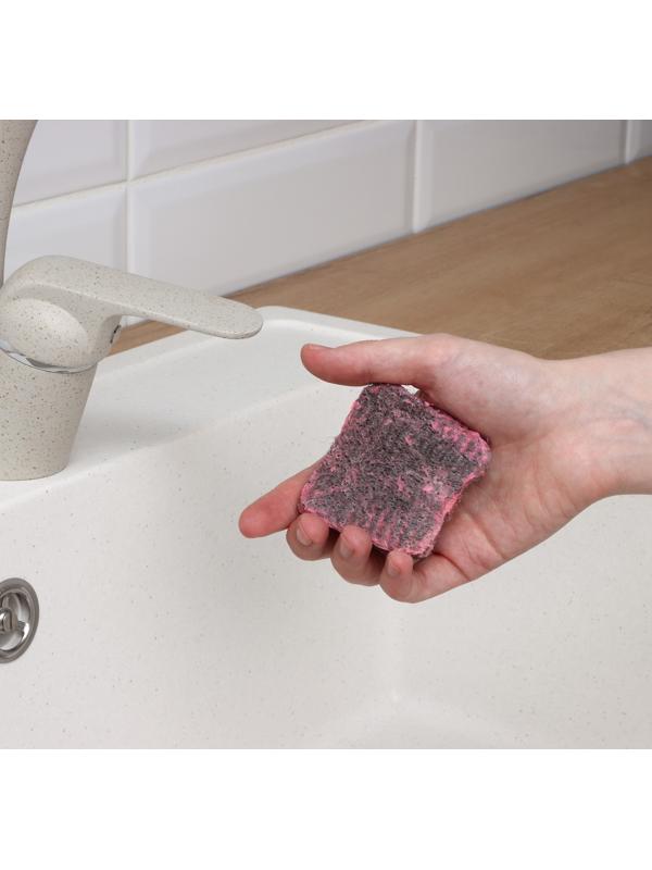 Губки с мылом из ультратонкого металлического волокна с мылом Доляна, квадратные, аромат роза