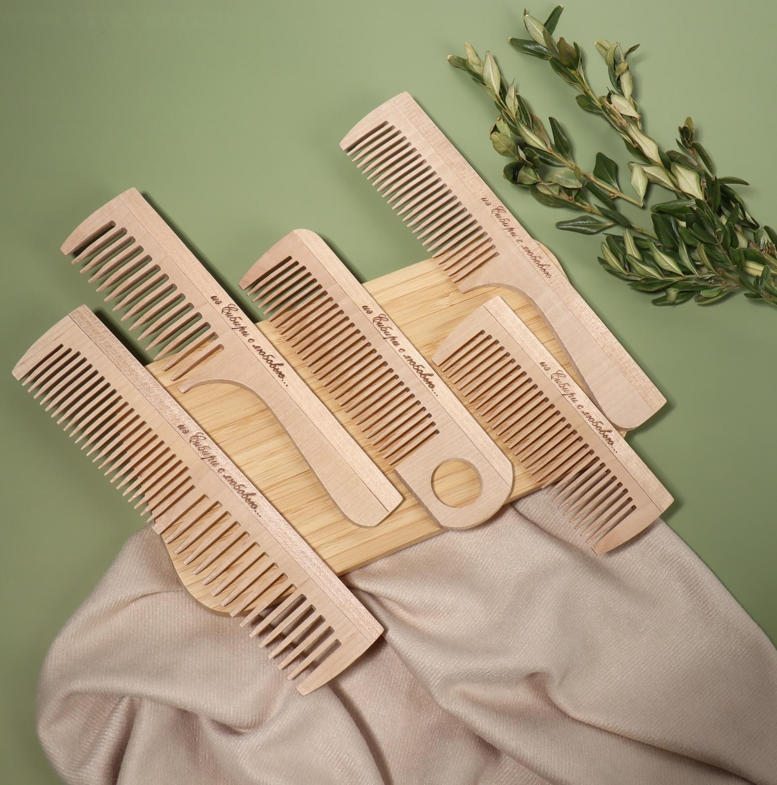 Расчёска деревянная, фасовка 60 шт, форма МИКС