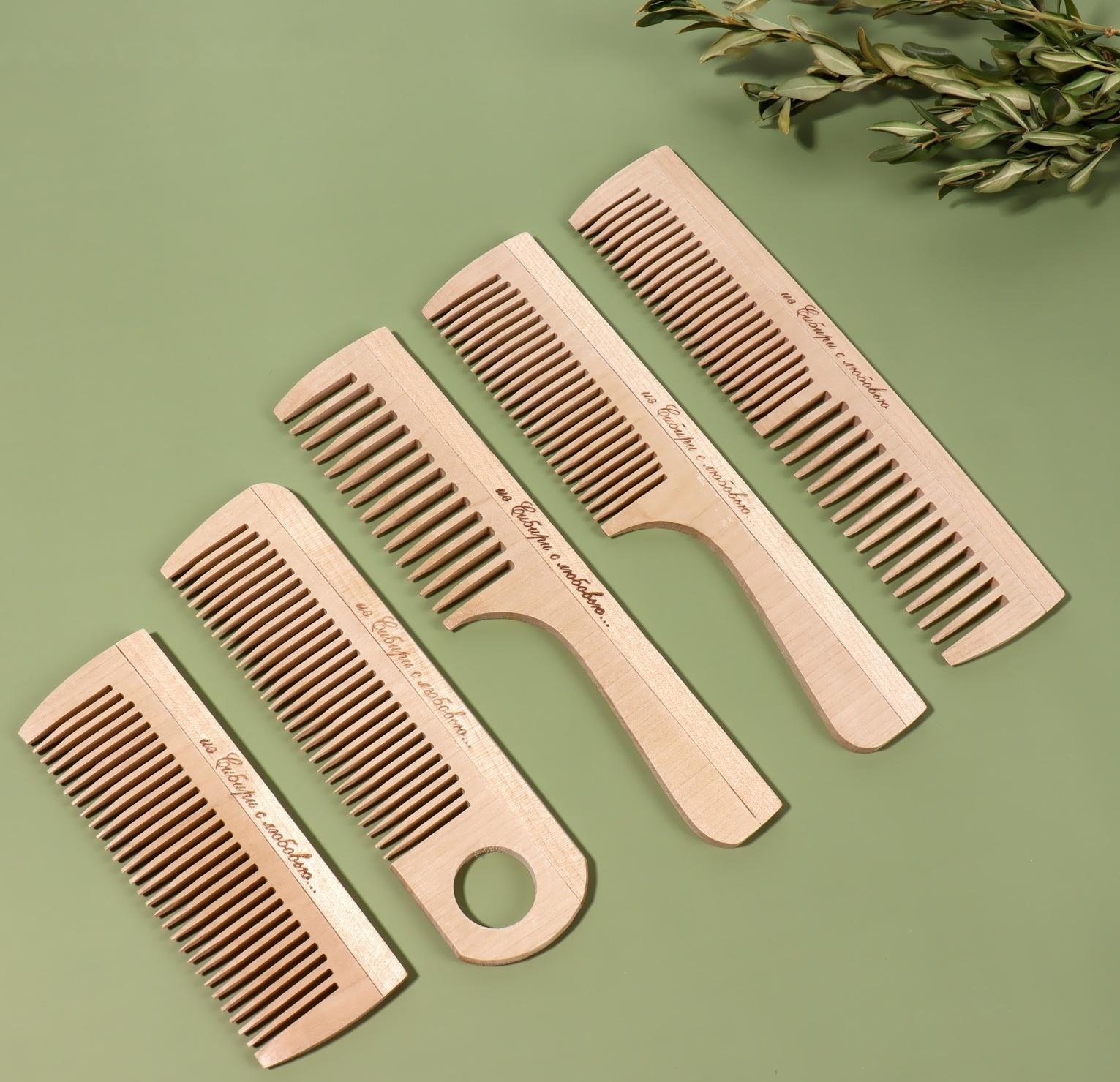 Расчёска деревянная, фасовка 60 шт, форма МИКС