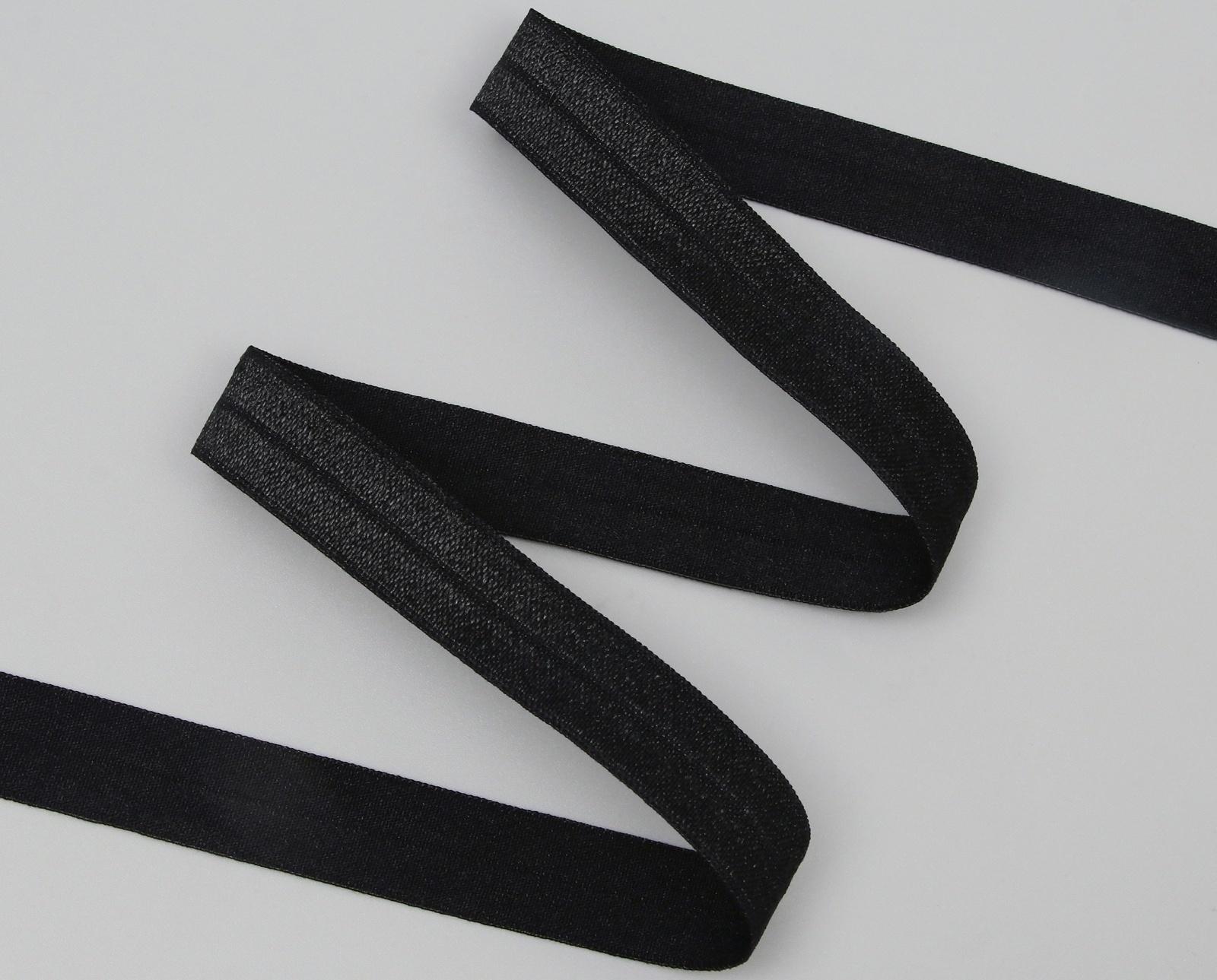 Косая бейка, эластичная, 15 мм × 50 ± 1 м, цвет чёрный