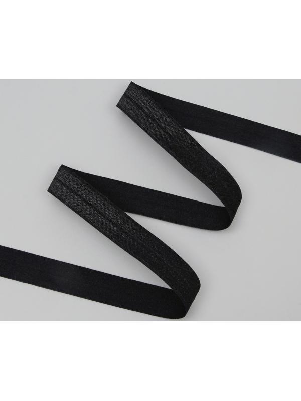 Косая бейка, эластичная, 15 мм × 50 ± 1 м, цвет чёрный