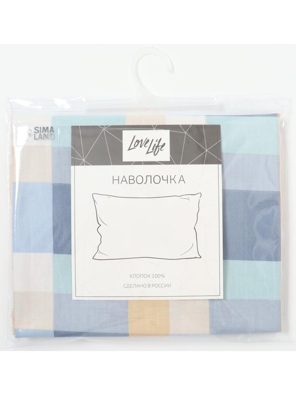 Наволочка LoveLife Square blue, 50*70, 100%хлопок, сатин, 125г/м²