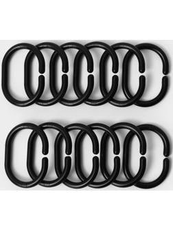 Набор колец для штор в ванную, пластик, 12 шт, цвет черный
