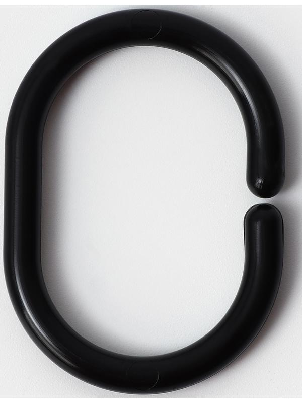 Набор колец для штор в ванную, пластик, 12 шт, цвет черный