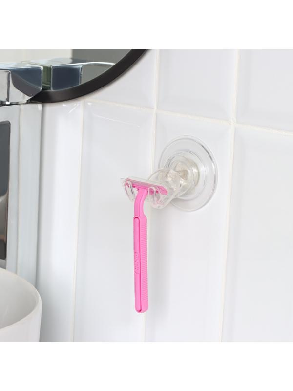 Держатель для бритвы на липучке Доляна, 6,3×6,5 см, цвет прозрачный