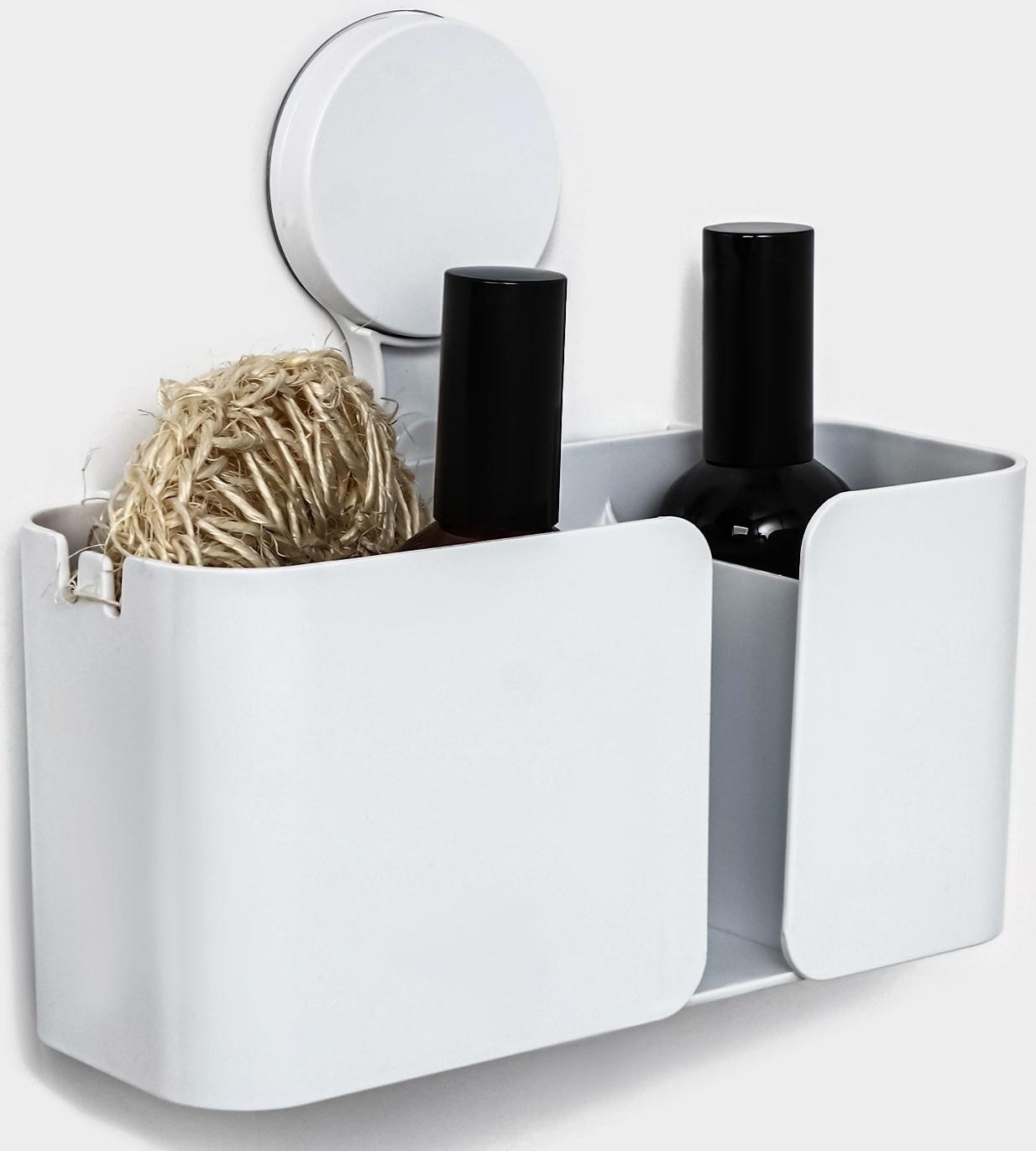 Держатель для ванных принадлежностей на липучке Доляна, 21×19×9 см, цвет белый
