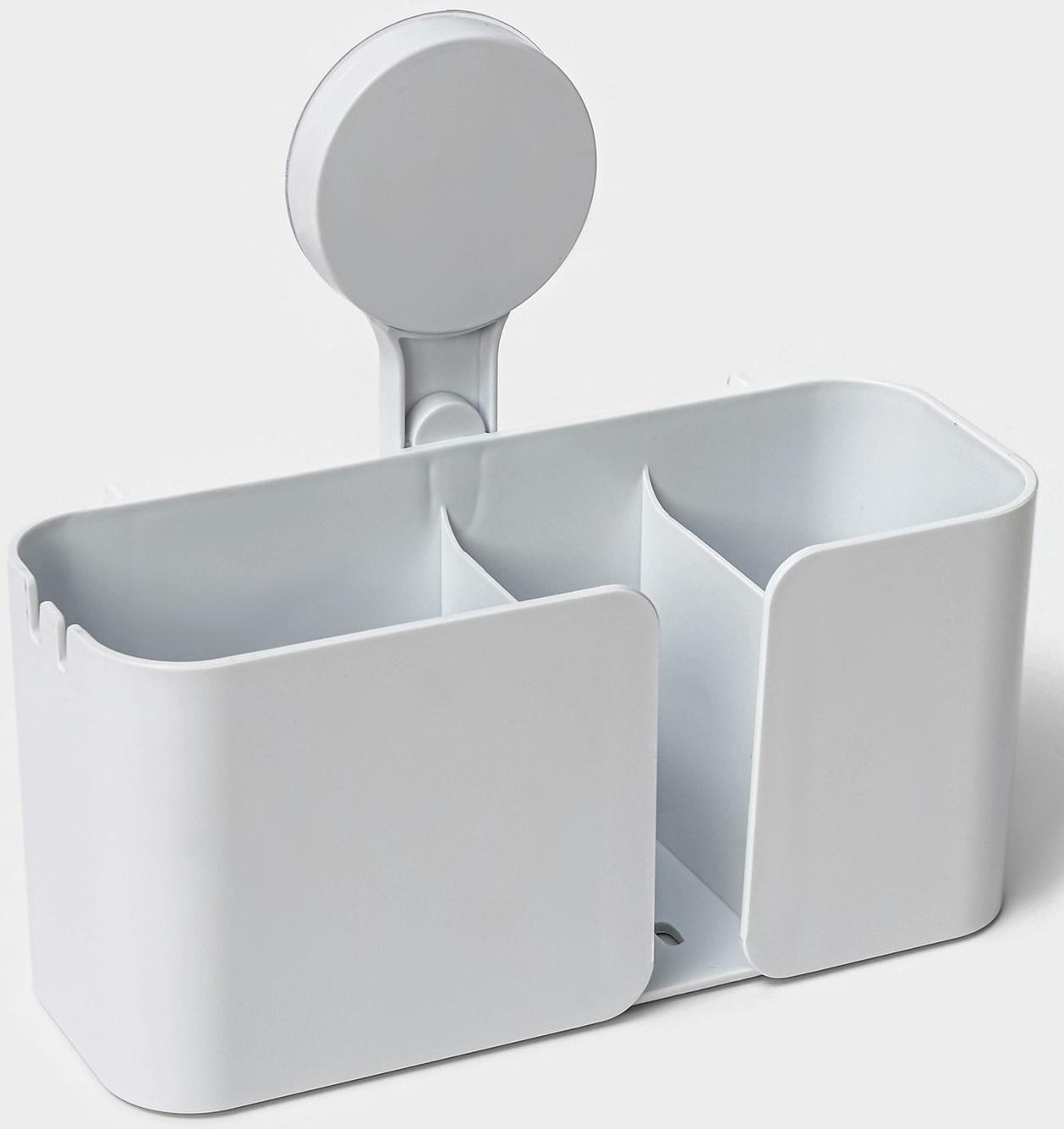 Держатель для ванных принадлежностей на липучке Доляна, 21×19×9 см, цвет белый