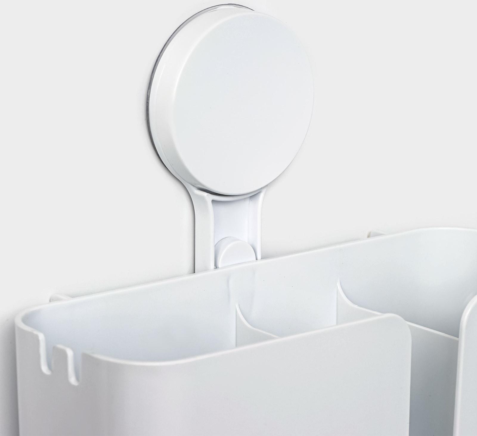 Держатель для ванных принадлежностей на липучке Доляна, 21×19×9 см, цвет белый