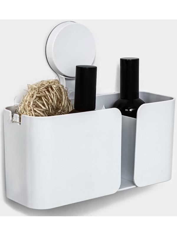 Держатель для ванных принадлежностей на липучке Доляна, 21×19×9 см, цвет белый