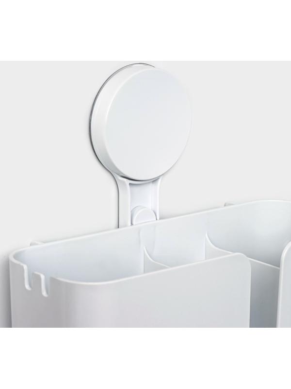 Держатель для ванных принадлежностей на липучке Доляна, 21×19×9 см, цвет белый