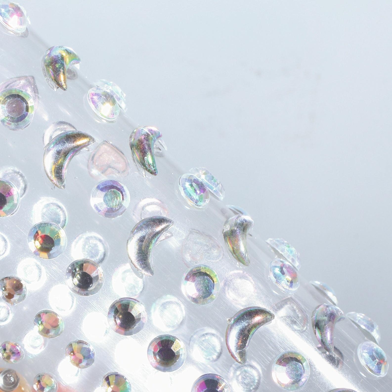 Стразы самоклеящиеся фигурные «Ассорти», 128 шт на листе на листе, цвет серебряный