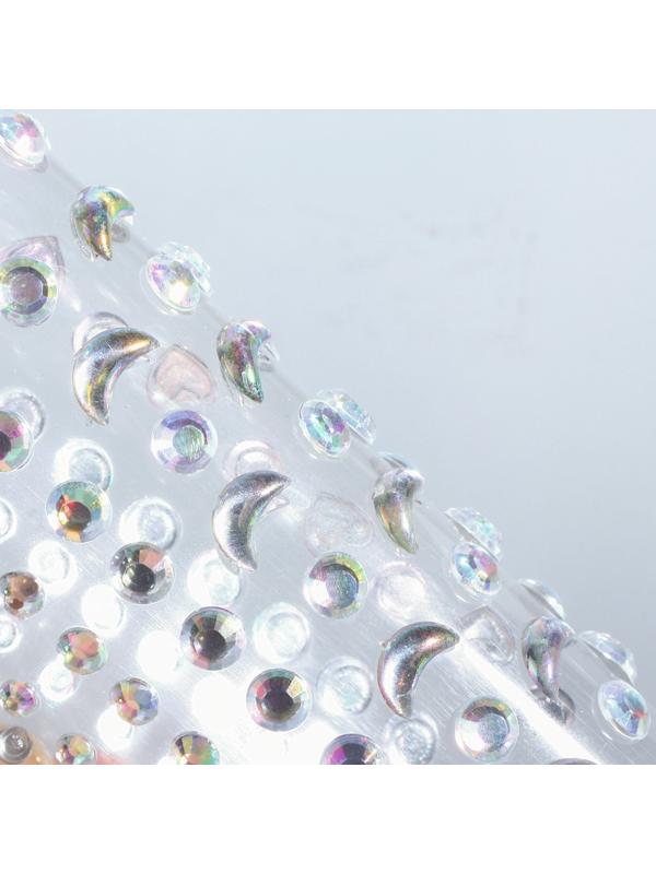 Стразы самоклеящиеся фигурные «Ассорти», 128 шт на листе на листе, цвет серебряный