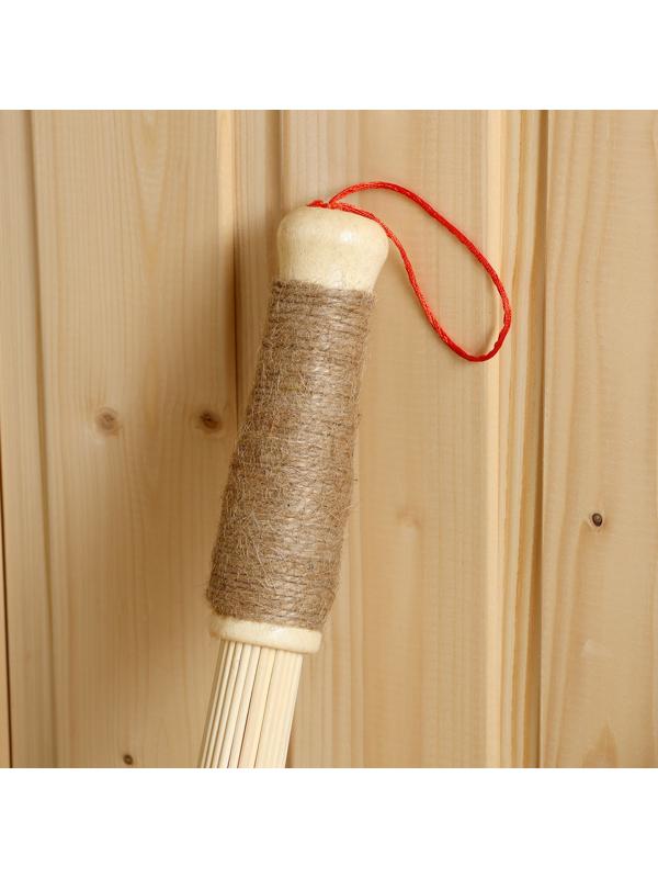 Веник массажный из бамбука 36см, 0,2см прут, джутовая ручка