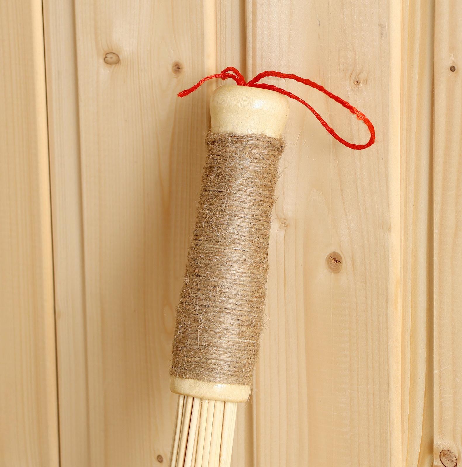 Веник массажный из бамбука 60см, 0,2см прут  джутовая ручка