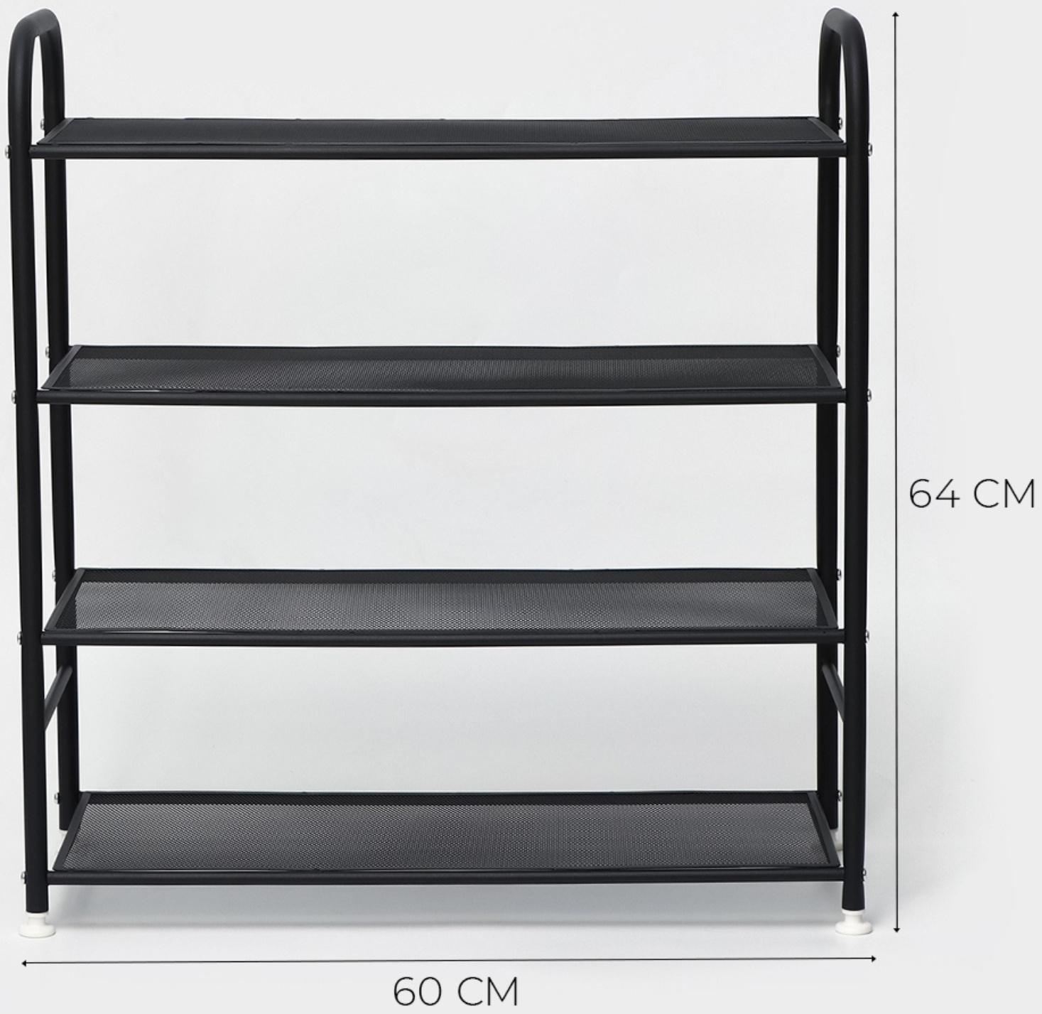 Обувница металлическая LaDо́m, 4 яруса, 60х27х64 см, цвет чёрный