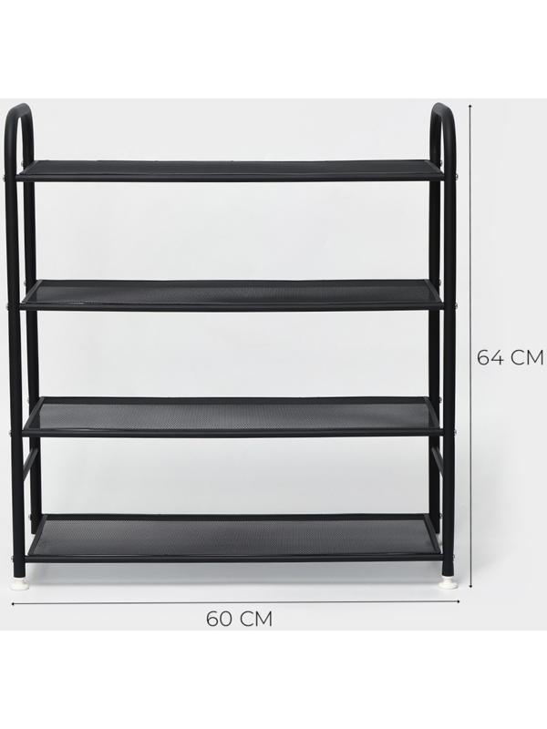 Обувница металлическая LaDо́m, 4 яруса, 60х27х64 см, цвет чёрный