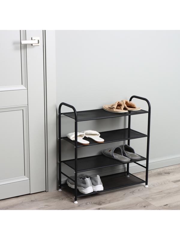 Обувница металлическая LaDо́m, 4 яруса, 60х27х64 см, цвет чёрный