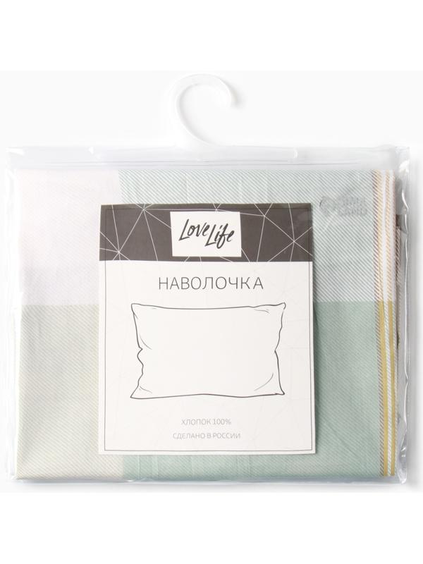 Наволочка LoveLife Square green, 50*70, 100%хлопок, сатин, 125г/м²