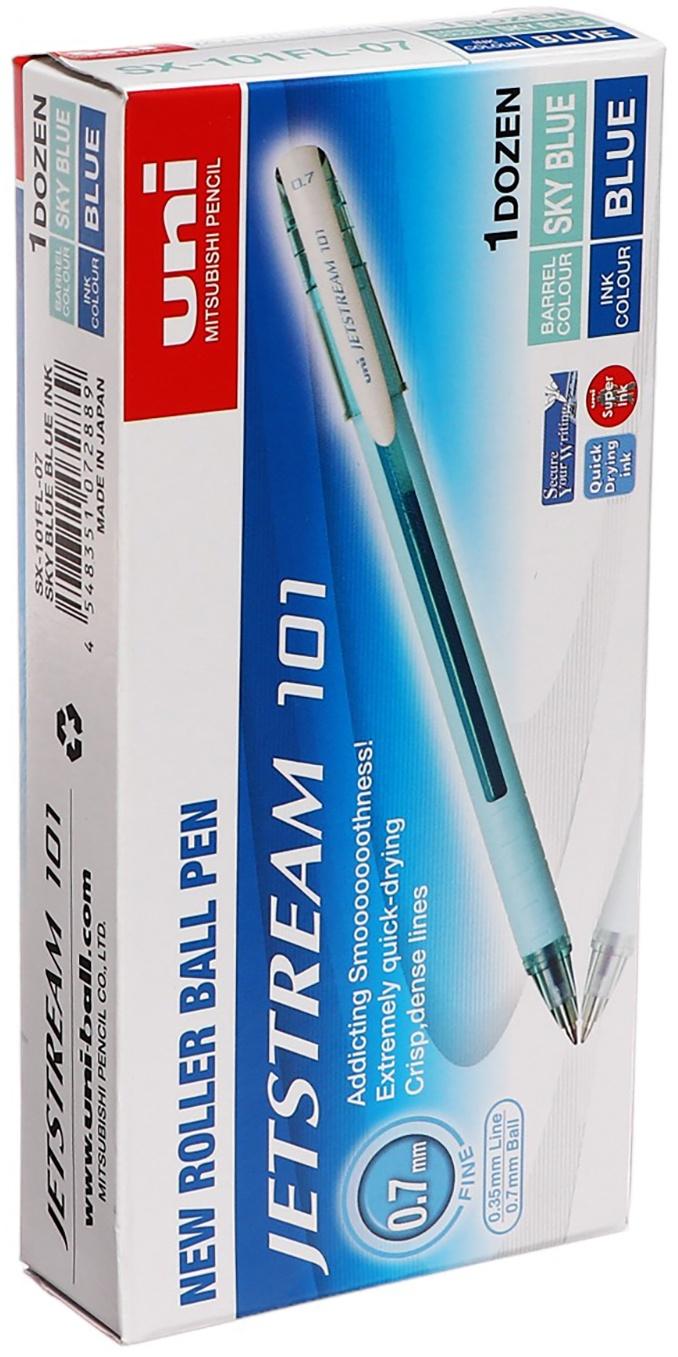 Ручка шариковая UNI Jetstream SX-101-07FL, 0.7 мм, синий, корпус бирюзовый