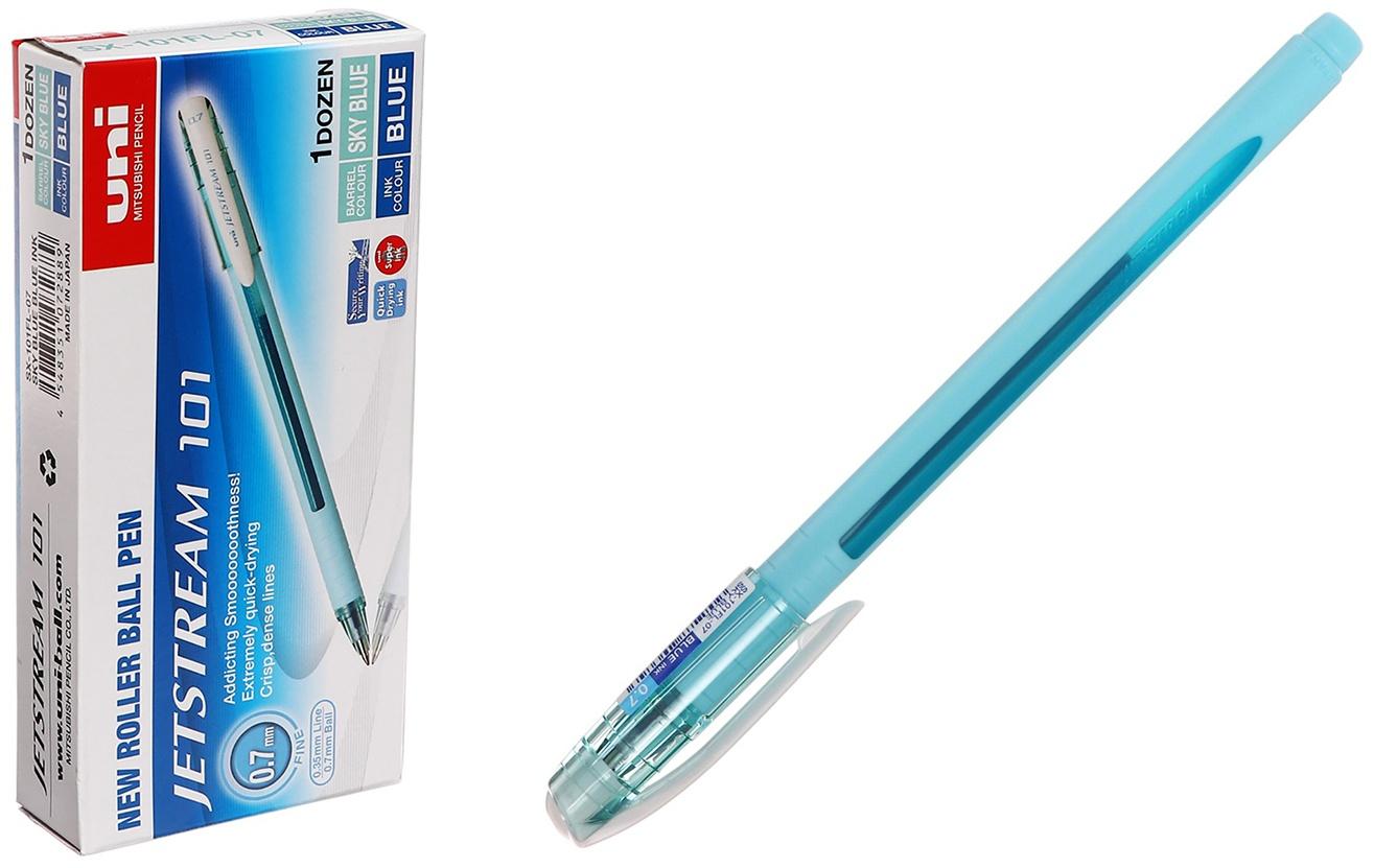 Ручка шариковая UNI Jetstream SX-101-07FL, 0.7 мм, синий, корпус бирюзовый