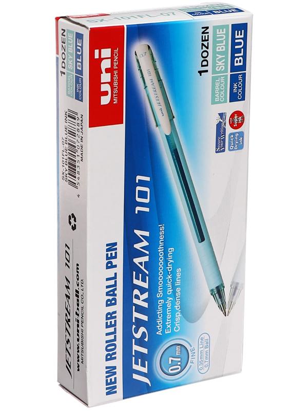 Ручка шариковая UNI Jetstream SX-101-07FL, 0.7 мм, синий, корпус бирюзовый