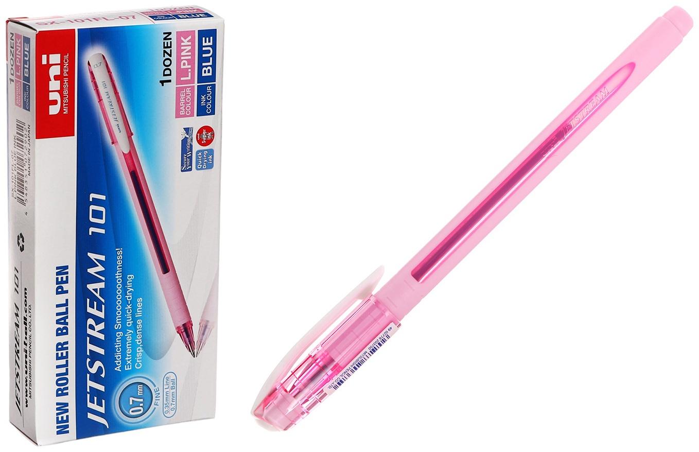 Ручка шариковая UNI Jetstream SX-101-07FL, 0.7 мм, синий, корпус розовый