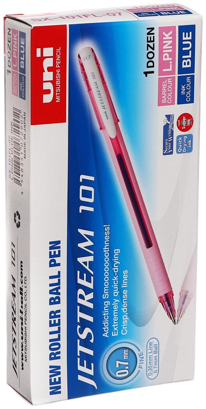 Ручка шариковая UNI Jetstream SX-101-07FL, 0.7 мм, синий, корпус розовый