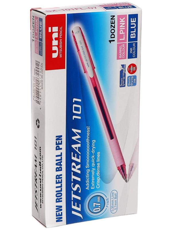 Ручка шариковая UNI Jetstream SX-101-07FL, 0.7 мм, синий, корпус розовый