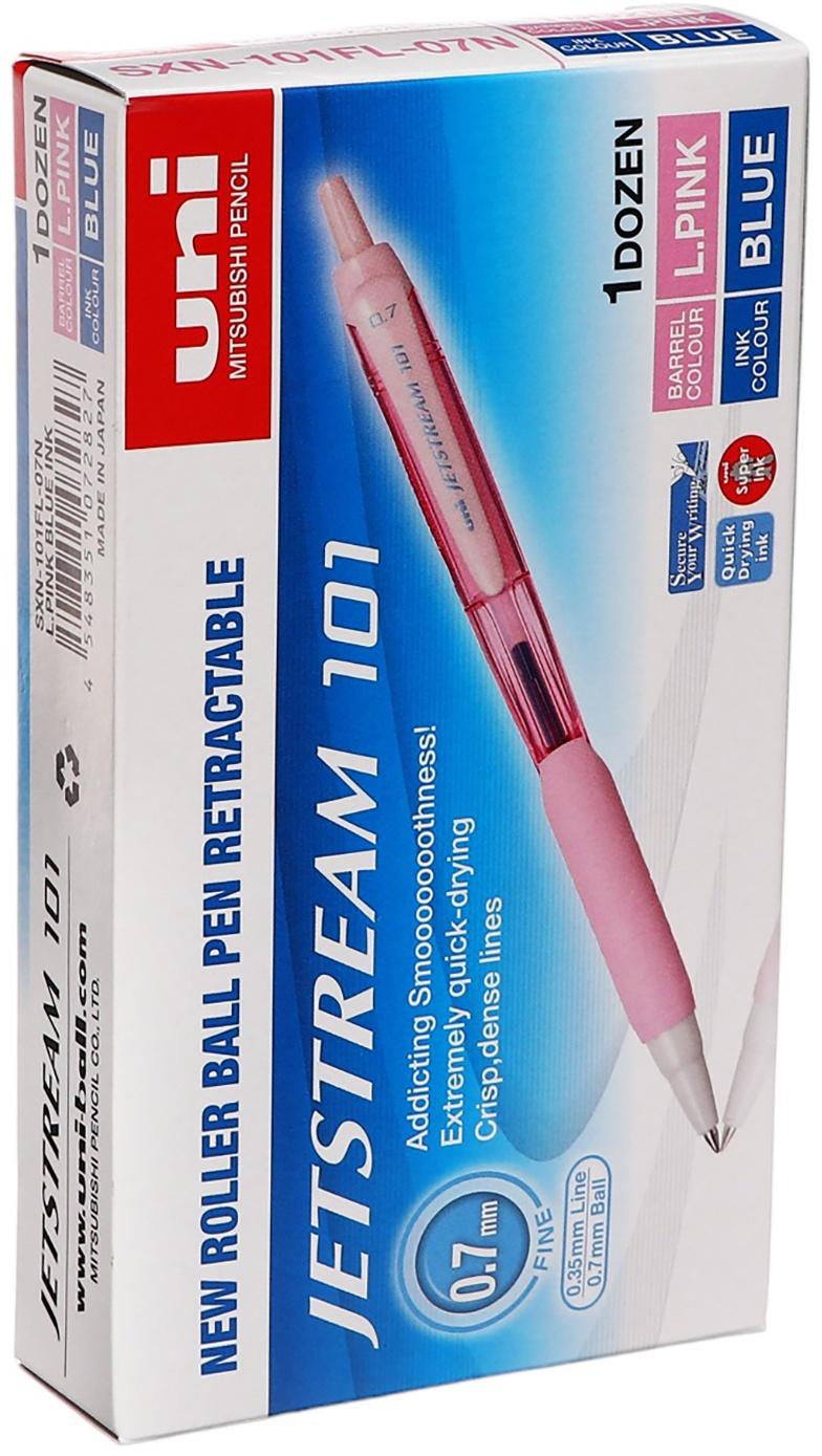 Ручка шариковая автоматическая UNI Jetstream SXN-101-07FL, 0.7 мм, синий, корпус розовый