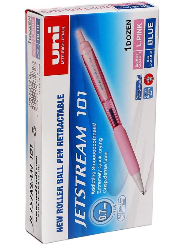 Ручка шариковая автоматическая UNI Jetstream SXN-101-07FL, 0.7 мм, синий, корпус розовый