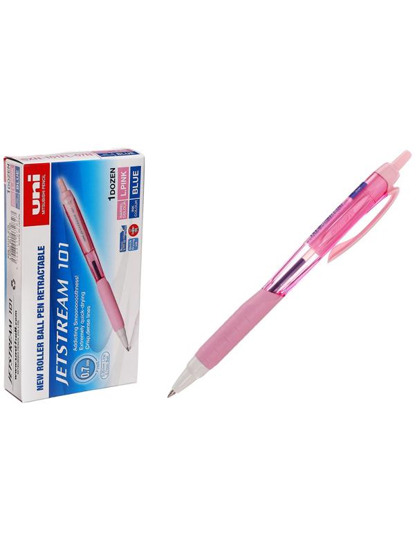 Ручка шариковая автоматическая UNI Jetstream SXN-101-07FL, 0.7 мм, синий, корпус розовый
