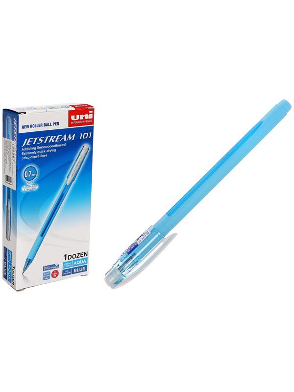 Ручка шариковая UNI Jetstream SX-101-07FL, 0.7 мм, синий, корпус голубой