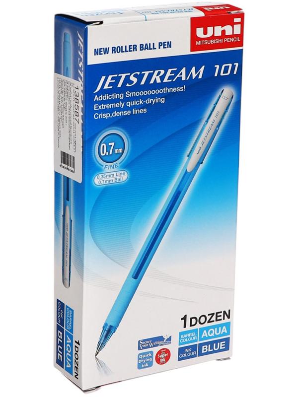 Ручка шариковая UNI Jetstream SX-101-07FL, 0.7 мм, синий, корпус голубой