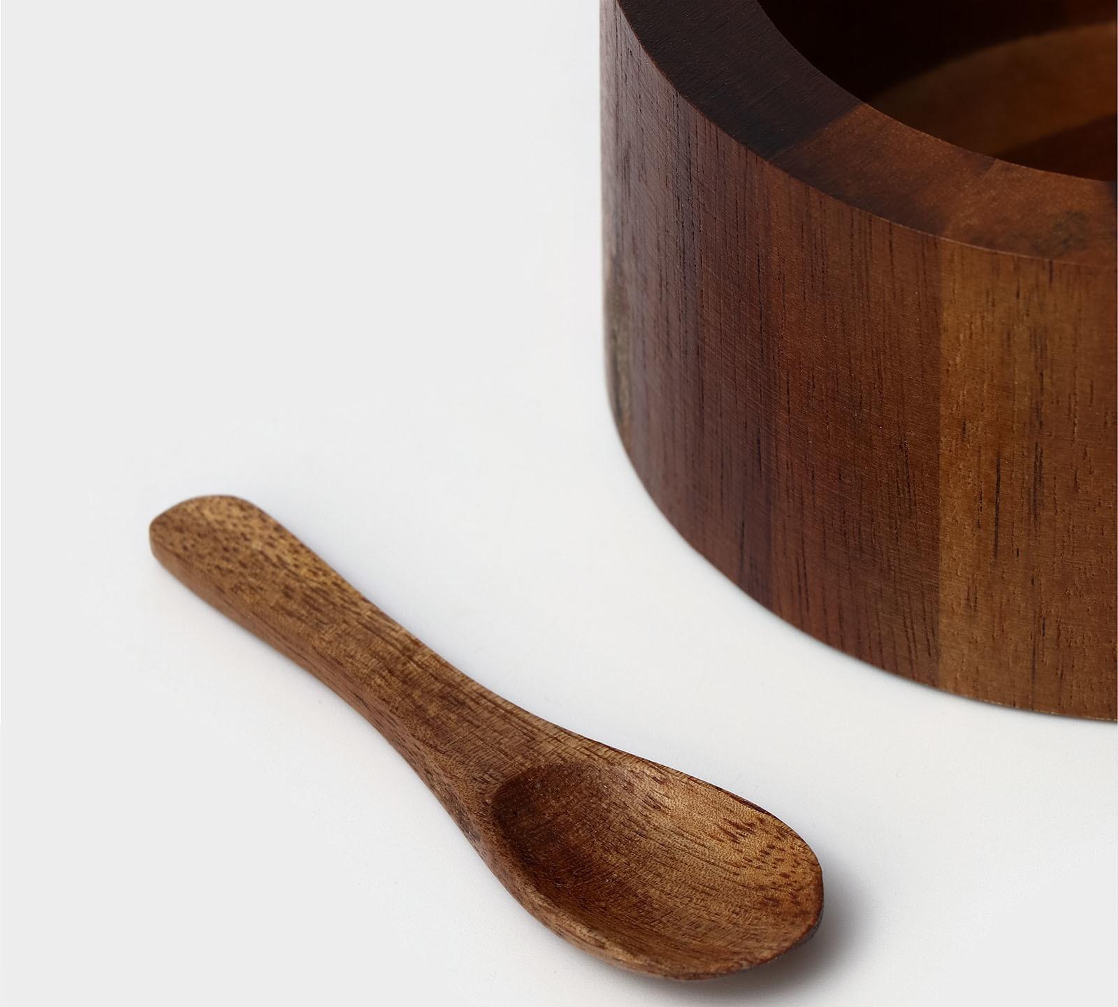 Банка для специй с ложкой, 10×6 см, акация